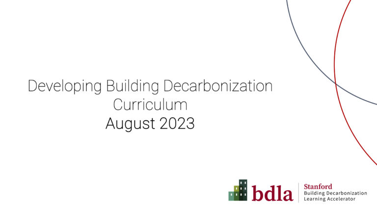 Developing Building Decarbonization Curriculum - August 2023